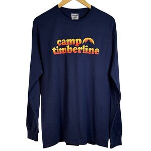 Long Sleeve M/M 100% Cotton “Camp Timberline” Graphic T-shirt Navy Yellow Orange